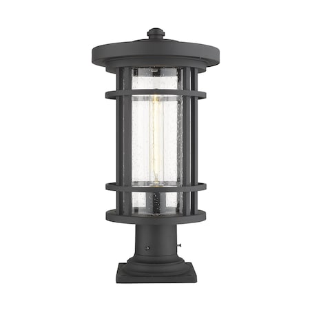 Z-Lite Jordan 1 Light Outdoor Pier Mounted Fixture, Black And Clear Seedy 570PHB-533PM-BK